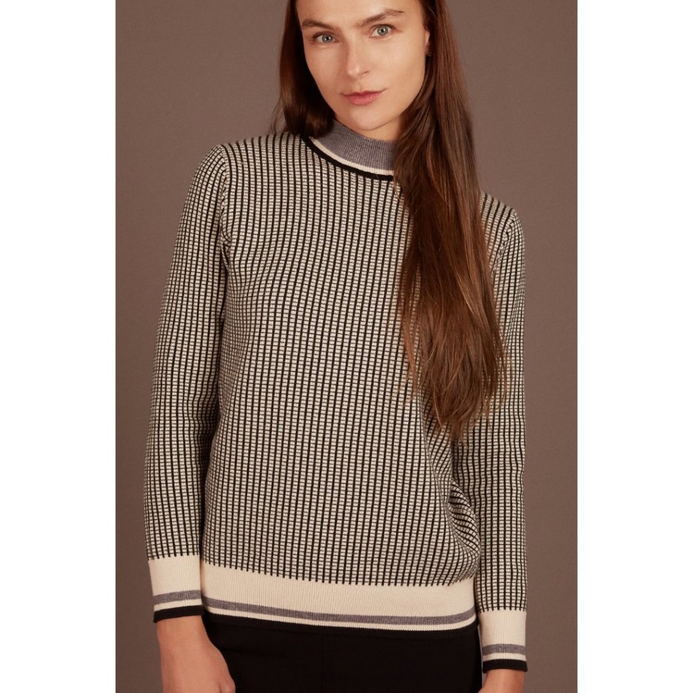 New Gray Square Print Sweater Size S